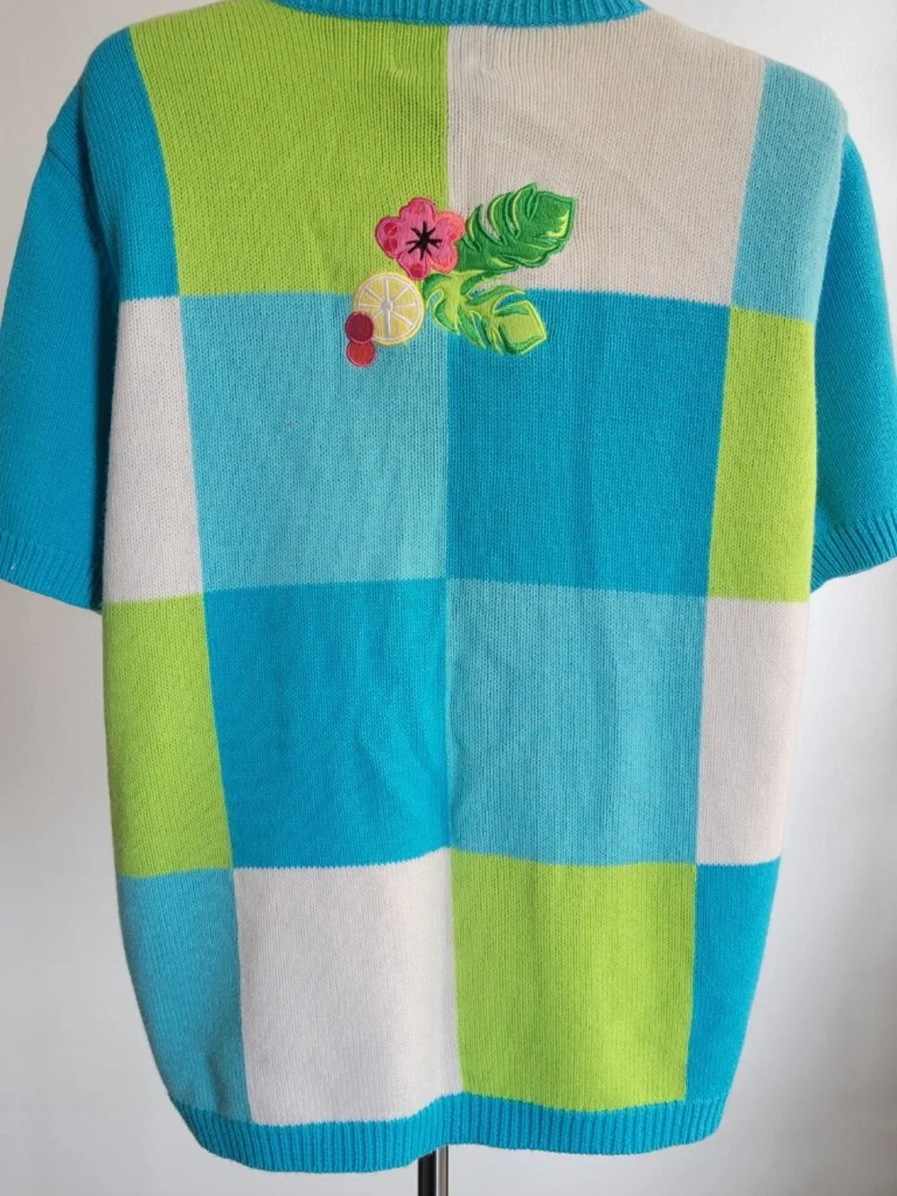 CLEARANCE - Breckenridge Blue Tropical Margarita Vacation Short Sleeve Sweater